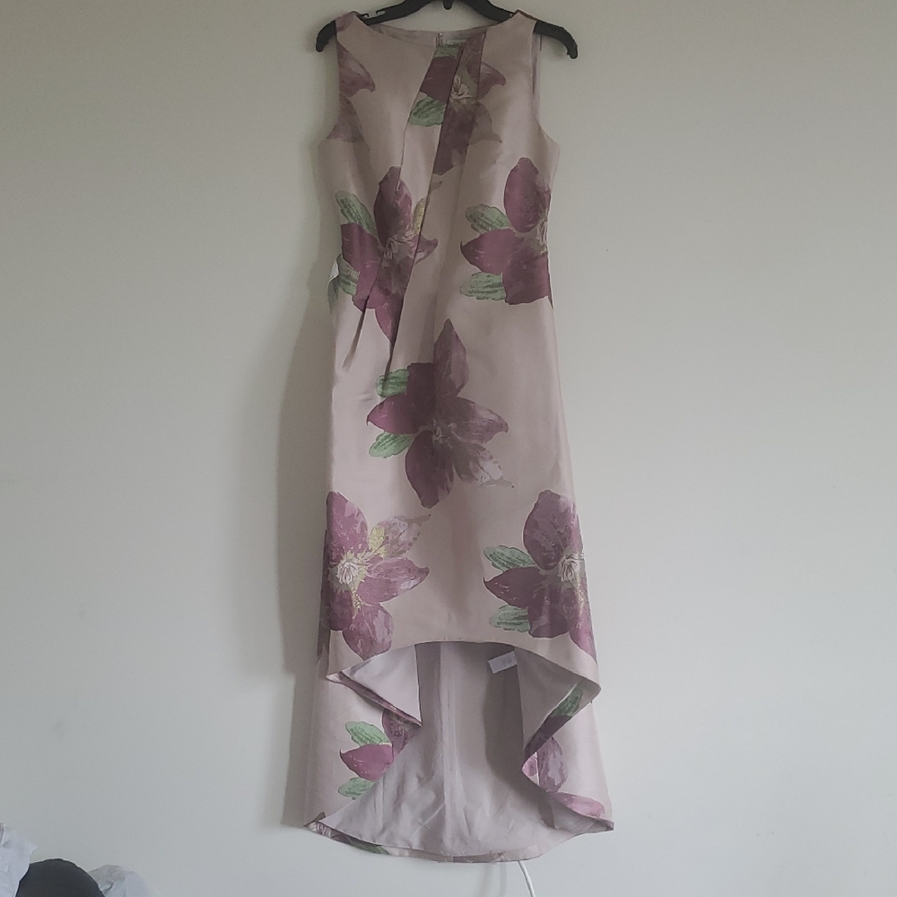 NWUT KAY  UNGER NEW YORK PALMER FLORAL JACQUARD HI-LOW GOWN - Picture 5 of 15